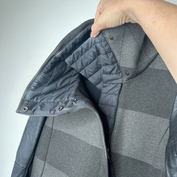 Lululemon Sweet Life Soot Black & Gray Stripe Biker Jacket Water Repel 4 - Picture 7 of 15